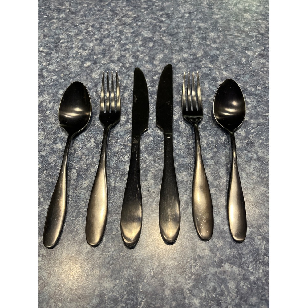 Ornative Black Stainless Steel Flatware Set Modern Minimalist Silverware 6pc